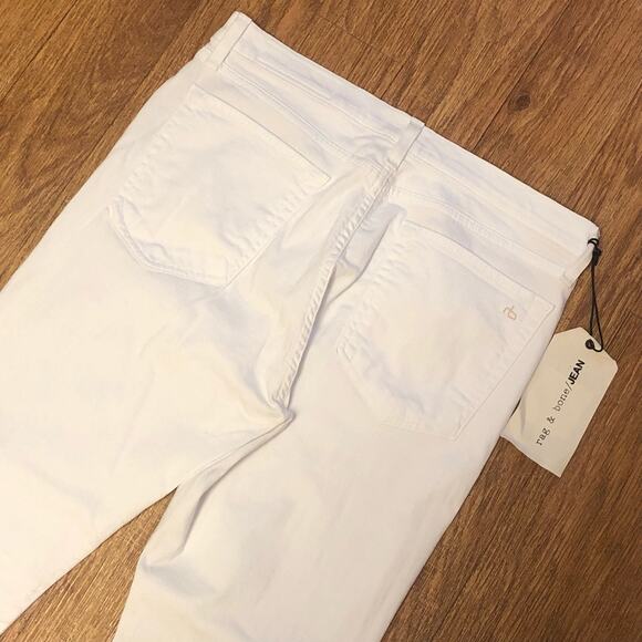 Rag & Bone Aged White 10 Inch Classic Frayed Hemline Jeans Size 31 - Picture 6 of 12